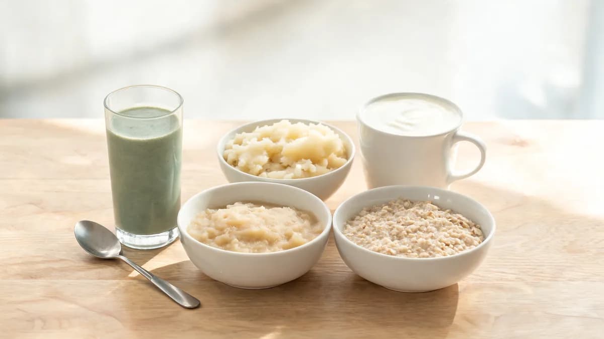Soft foods for extraction recovery: a smoothie with a spoon and no straw, mashed potatoes, applesauce, oatmeal and yogurt