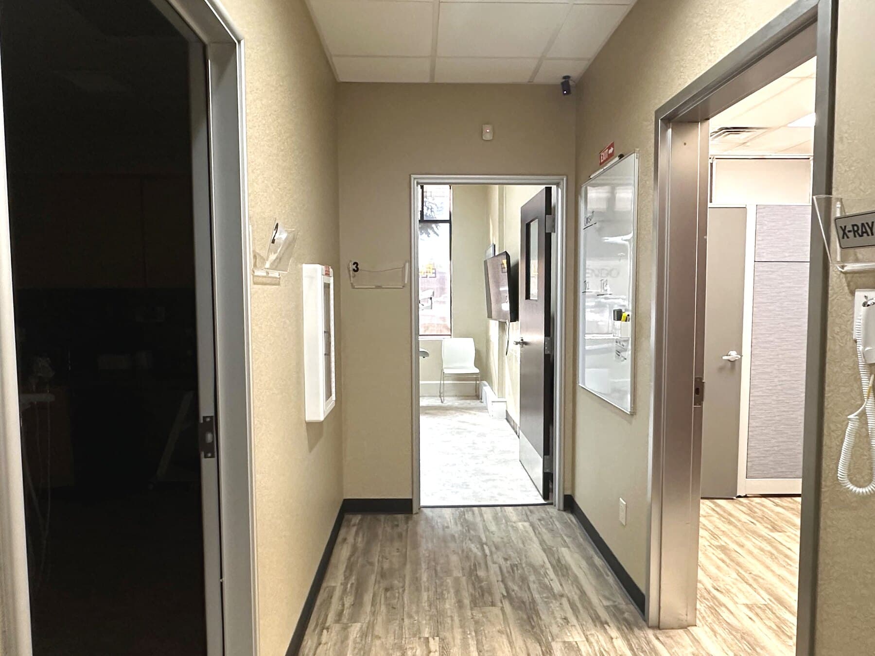 Corridor between treatment rooms